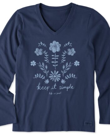 Women's Keep it Simple Wildflowers Long Sleeve Crusher Vee