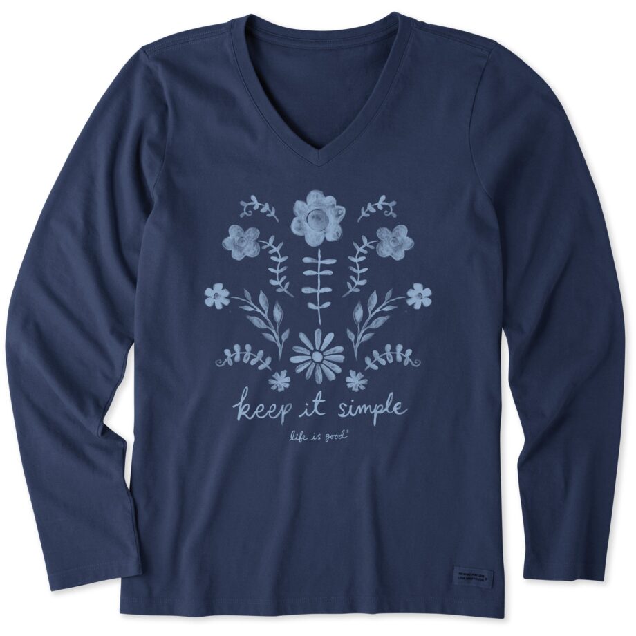 Women's Keep it Simple Wildflowers Long Sleeve Crusher Vee