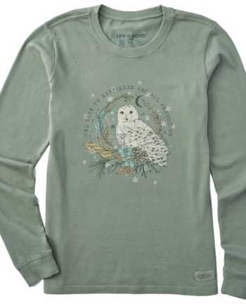 Women's Key to Happiness Snowy Owl Long Sleeve Crusher Tee