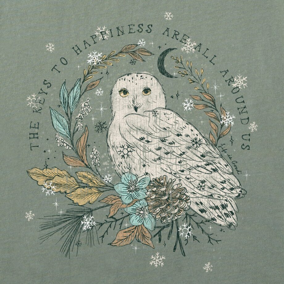 Women's Key to Happiness Snowy Owl Long Sleeve Crusher Tee