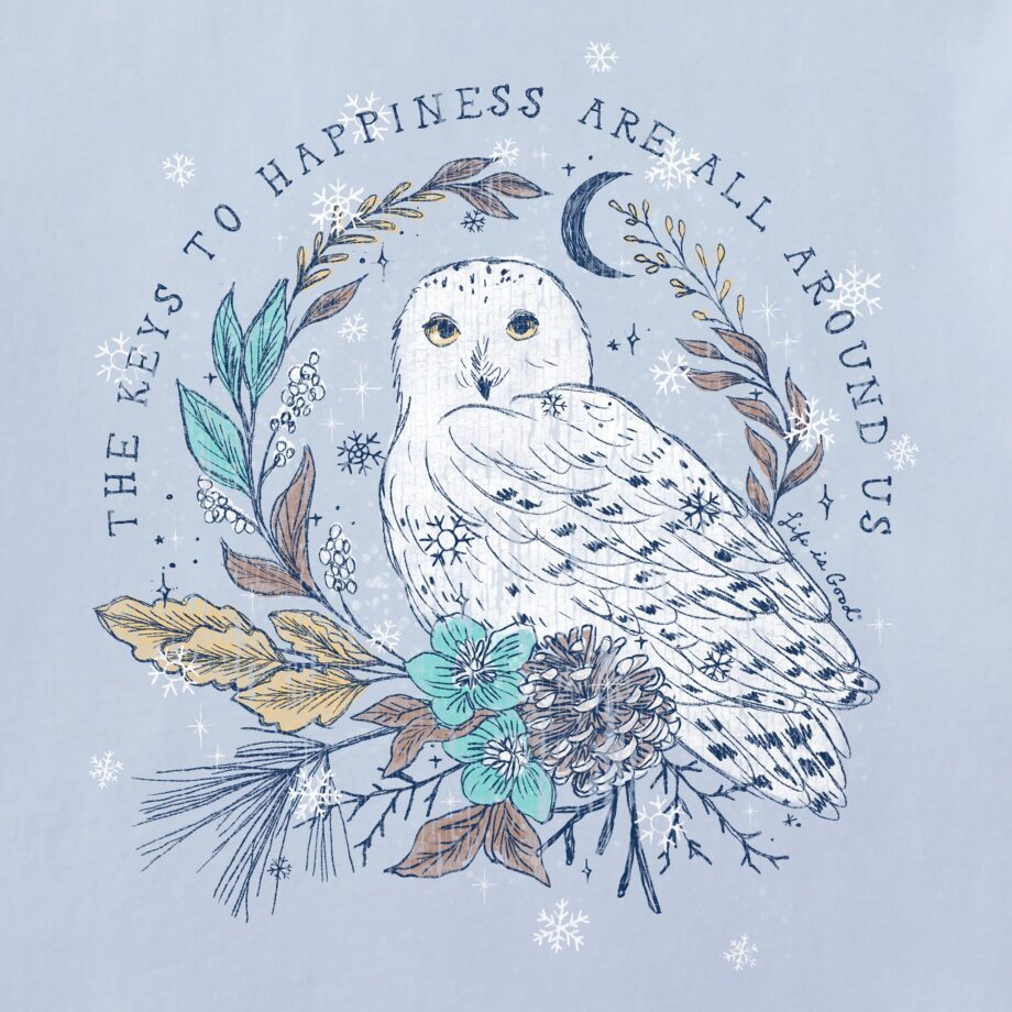 Women's Key to Happiness Snowy Owl Long Sleeve Crusher Tee