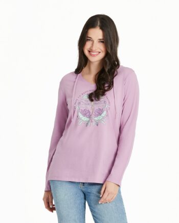 Women's Keys to Happiness Dragonfly Long Sleeve Crusher-LITE Hooded Tee