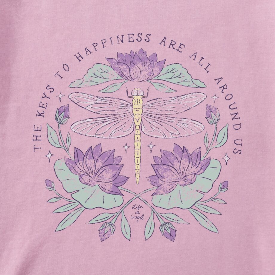 Women's Keys to Happiness Dragonfly Long Sleeve Crusher-LITE Hooded Tee