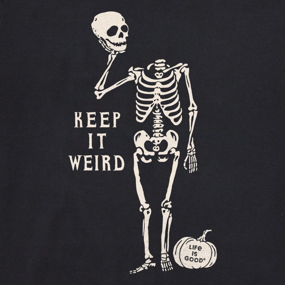 Women's Keep it Weird Skeleton Long Sleeve Crusher Boxy Tee