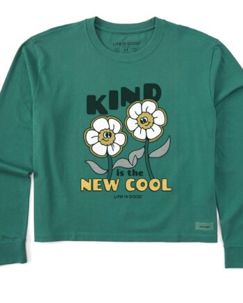 Women's Kind is the New Cool Flowers Long Sleeve Crusher Boxy Tee