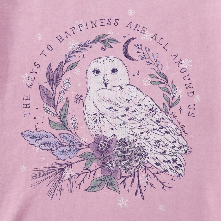 Women's Key to Happiness Snowy Owl Long Sleeve Crusher Tee