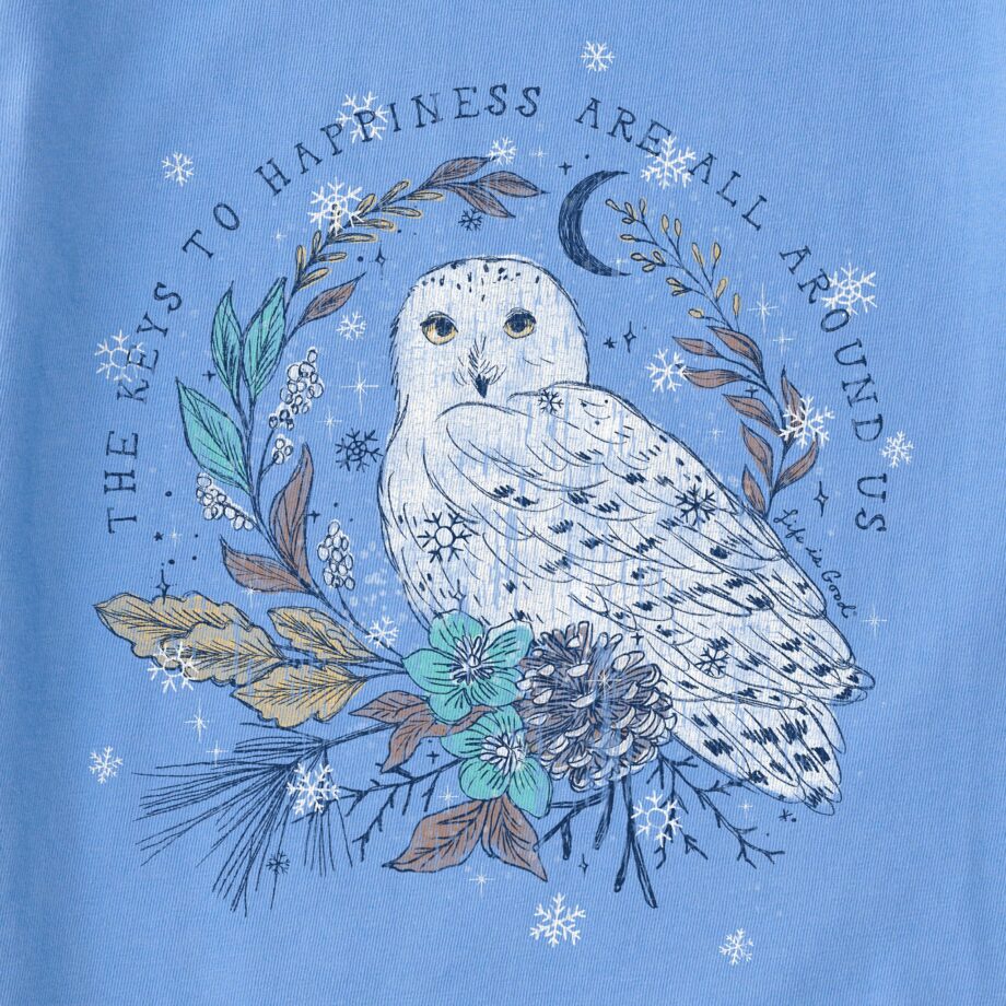 Women's Key to Happiness Snowy Owl Long Sleeve Crusher Tee