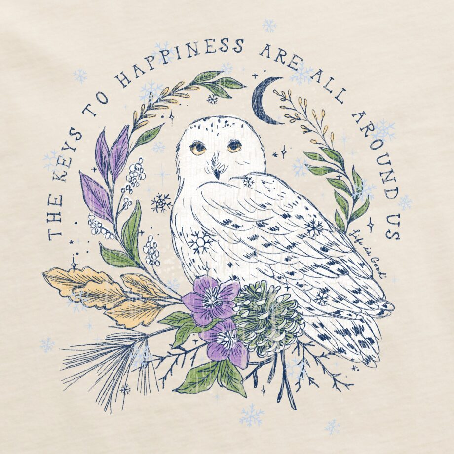 Women's Key to Happiness Snowy Owl Long Sleeve Crusher Tee