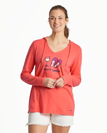 Women's Keep it Simple Wine and Flips Long Sleeve Crusher-LITE Hooded Tee
